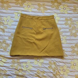Zara Mustard Mini Skirt with Zipper Accents